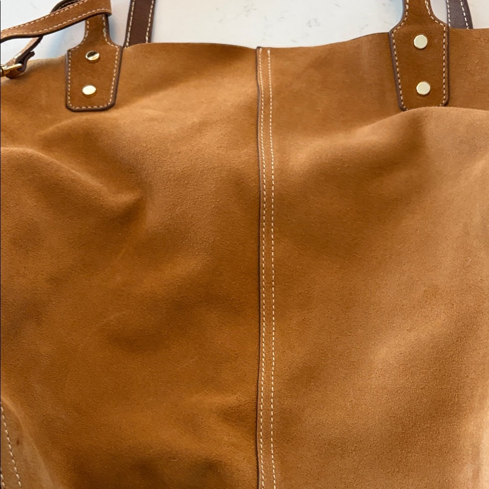 J McLaughlin Brown Suede Tote Bag with Pouch - Picture 5 of 12
